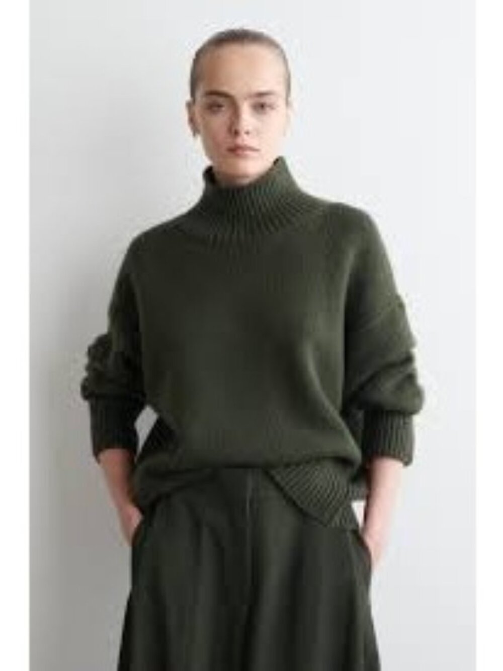 COS Chunky Wool Sweater Olive Green Small